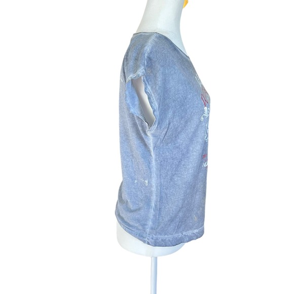 Women's distressed Ralph Lauren grey sleeveless shirt with, white red logo front - Picture 2 of 8